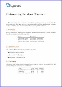 Outsourcing Agreement Template South Africa