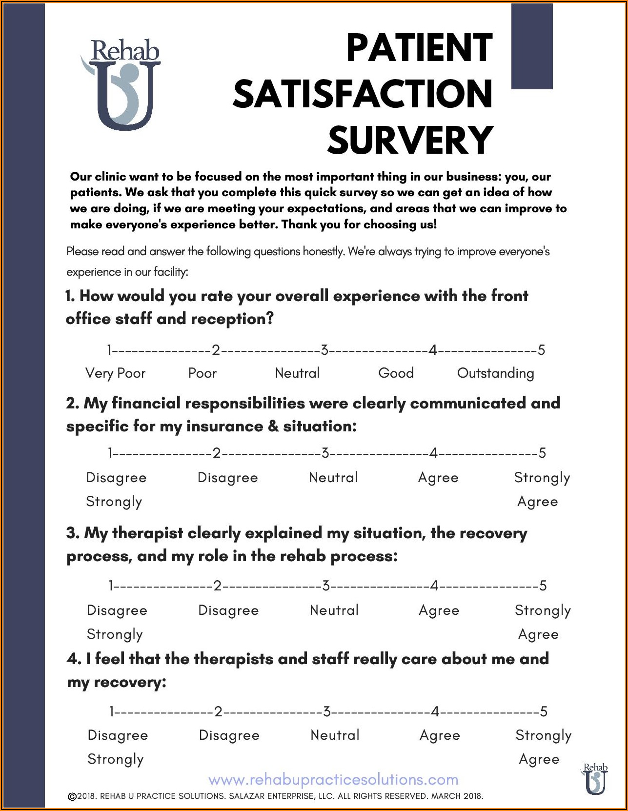 Patient Satisfaction Survey Questionnaire Free Download