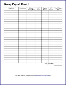 Payroll Record Template