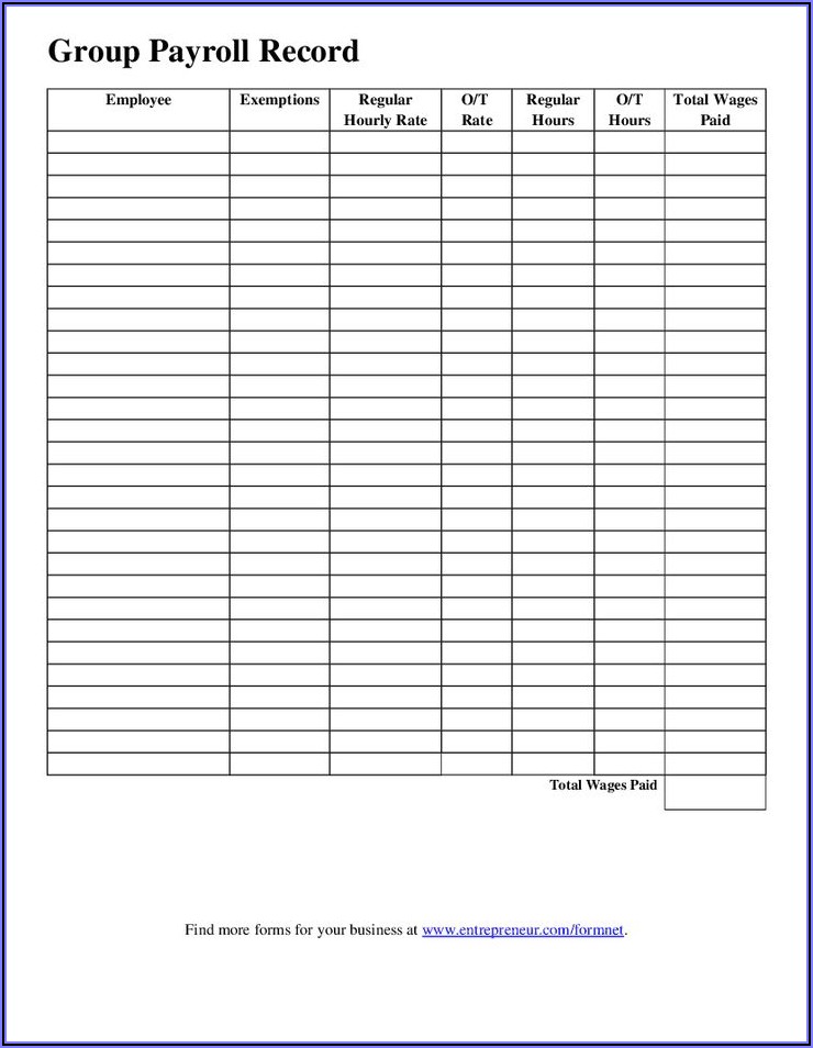 Payroll Record Template