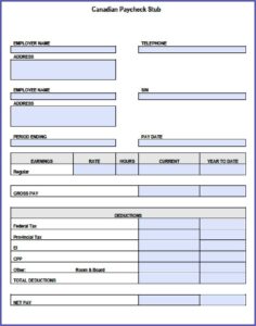 Payroll Statement Template Canada