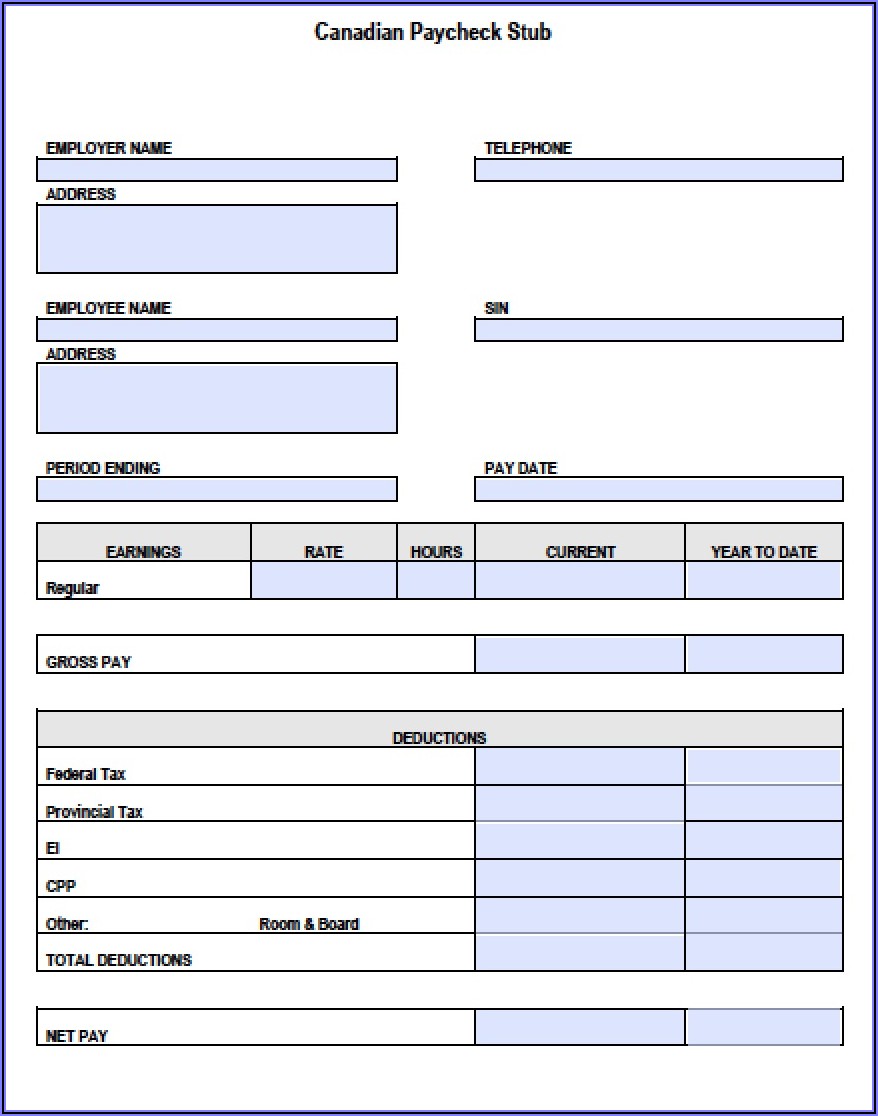 Payroll Statement Template Canada