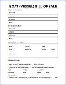 Printable Bill Of Sale For Boat Motor And Trailer
