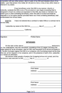 Printable California Last Will And Testament Free Template