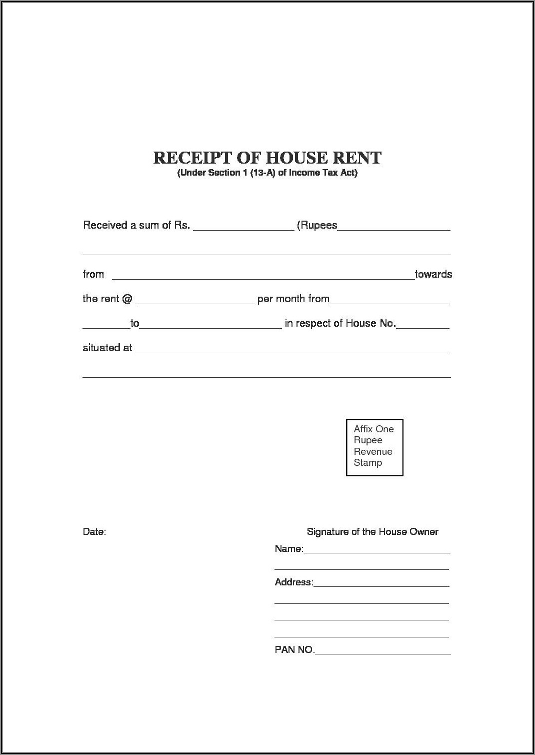 Printable Free Rent Receipt Template Pdf