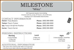 Printable Horse Stall Card Template