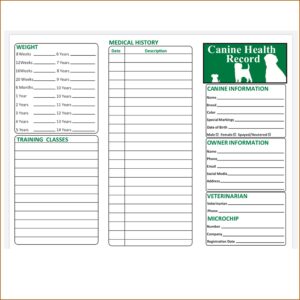 Printable Puppy Shot Record Template