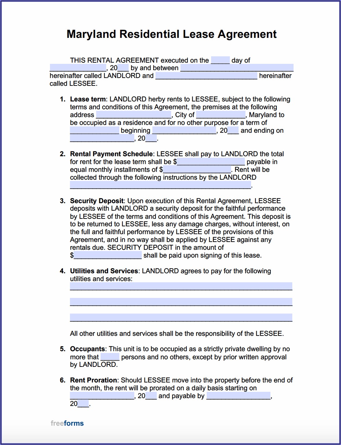 Private Landlord Rental Application Forms