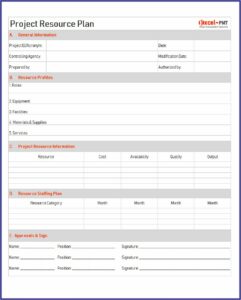 Project Management Resource Plan Template