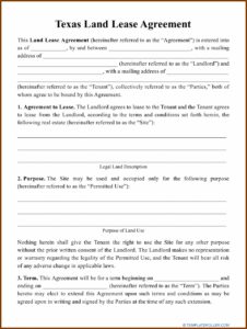 Property Lease Agreement Template Texas