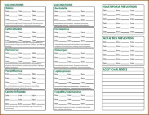 Puppy Shot Record Sheet