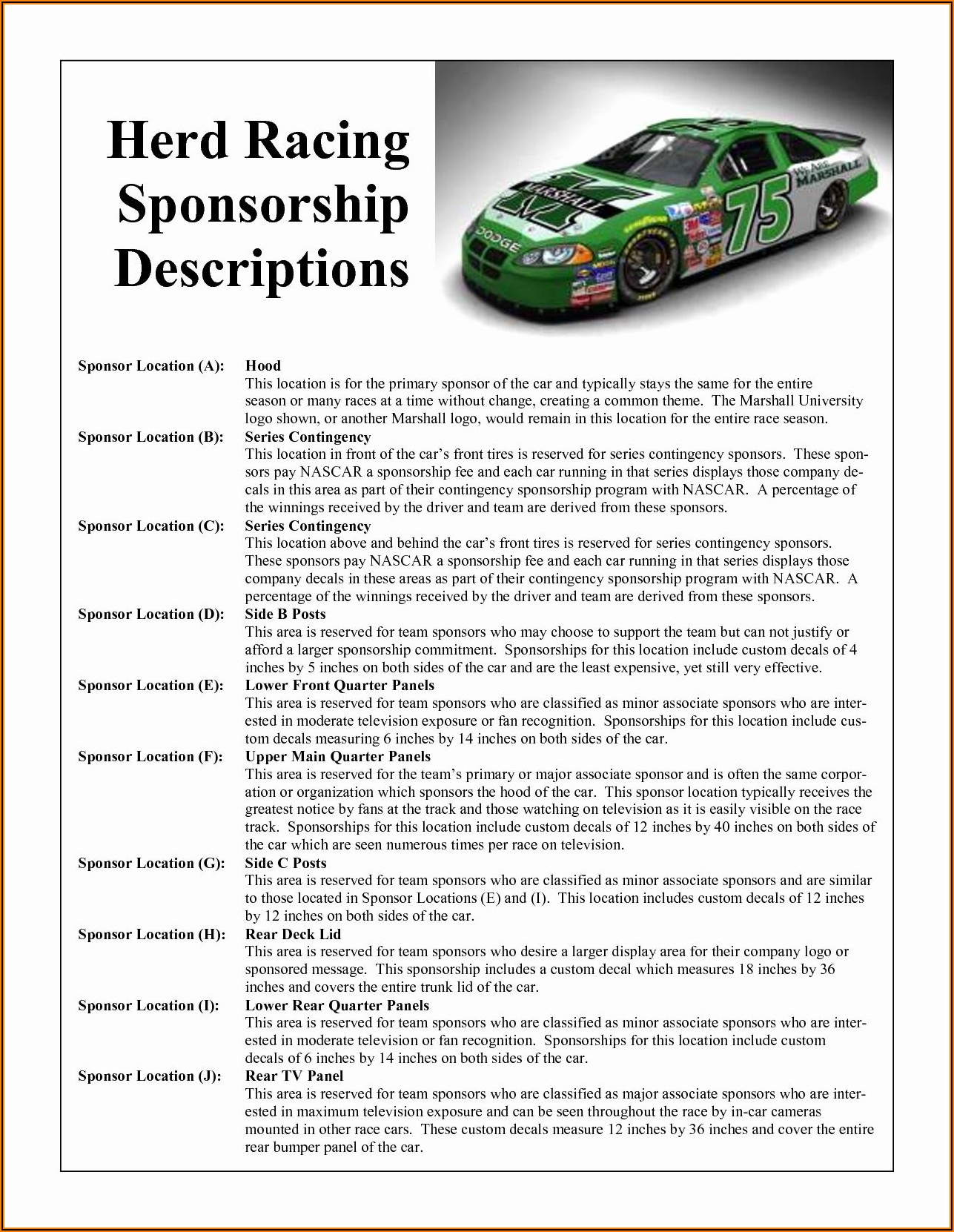 Racing Sponsorship Proposal Template Free