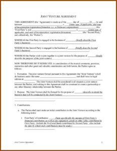 Real Estate Development Joint Venture Agreement Template