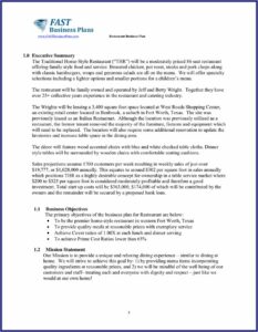 Restaurant Business Plan Template