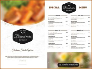 Restaurant Menu Template Free Word