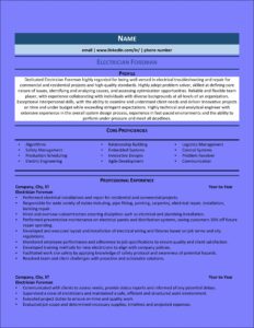 Resume Examples For Electrician