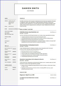 Resume Sample For Electrician