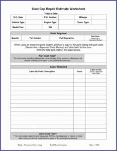 Roof Repair Estimate Form