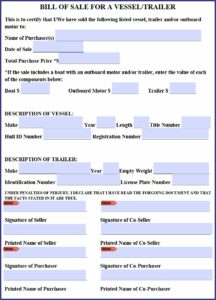 Sample Bill Of Sale For Boat Motor And Trailer