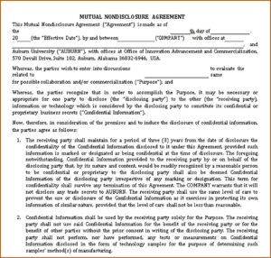 Sample Mutual Non Disclosure Agreement Template