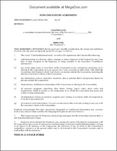 Sample Non Disclosure Agreement Template Canada