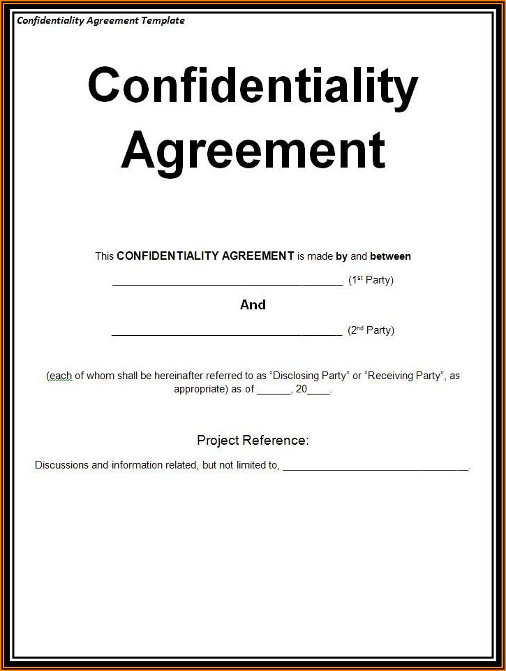 Sample Non Disclosure Agreement Template Word