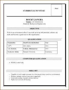 Simple Blank Resume Format Download In Ms Word