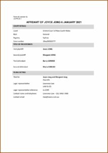 Template Affidavit Nsw