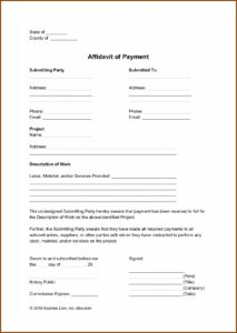 Template Of Affidavit