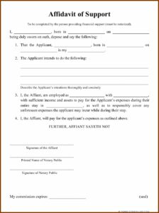Template Of Affidavit For Immigration