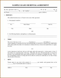 Tenant Lease Agreement Example