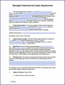 Texas Commercial Real Estate Lease Agreement Form