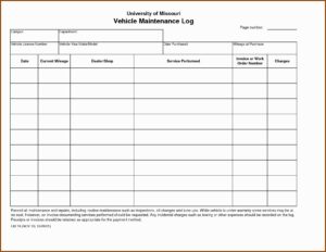 Truck Maintenance Log Template