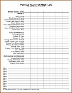 Truck Maintenance Records Template