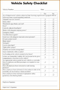Vehicle Inspection Checklist Form