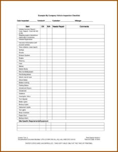Vehicle Inspection Checklist Form Pdf