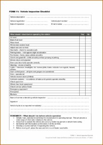 Vehicle Inspection Checklist Template Free