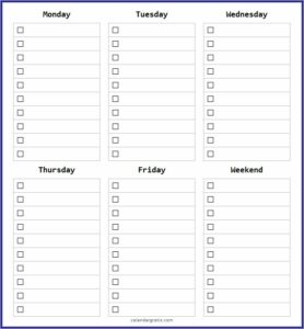 Weekly To Do List Template Free Download