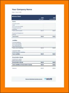 Year End Balance Sheet Template